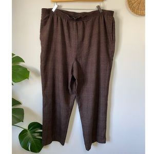 Vintage Brown Plaid Academia Stretch Trouser Pants